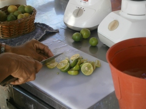 Chopped limes....